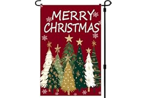 BLESHOPE Merry Christmas Trees Garden Flags 12x18 Inch -Double Sided Small Christmas Yard Flags UV protection Fade Resistant for Holiday Decoration Outdoor