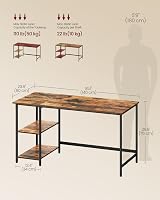 VASAGLE Computer Desk with Left or Right Shelves Rustic Brown Black LWD55X view 6