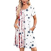 For G and PL Women's July 4th Patriotic Amercian Flag Mini Dress with Pocket