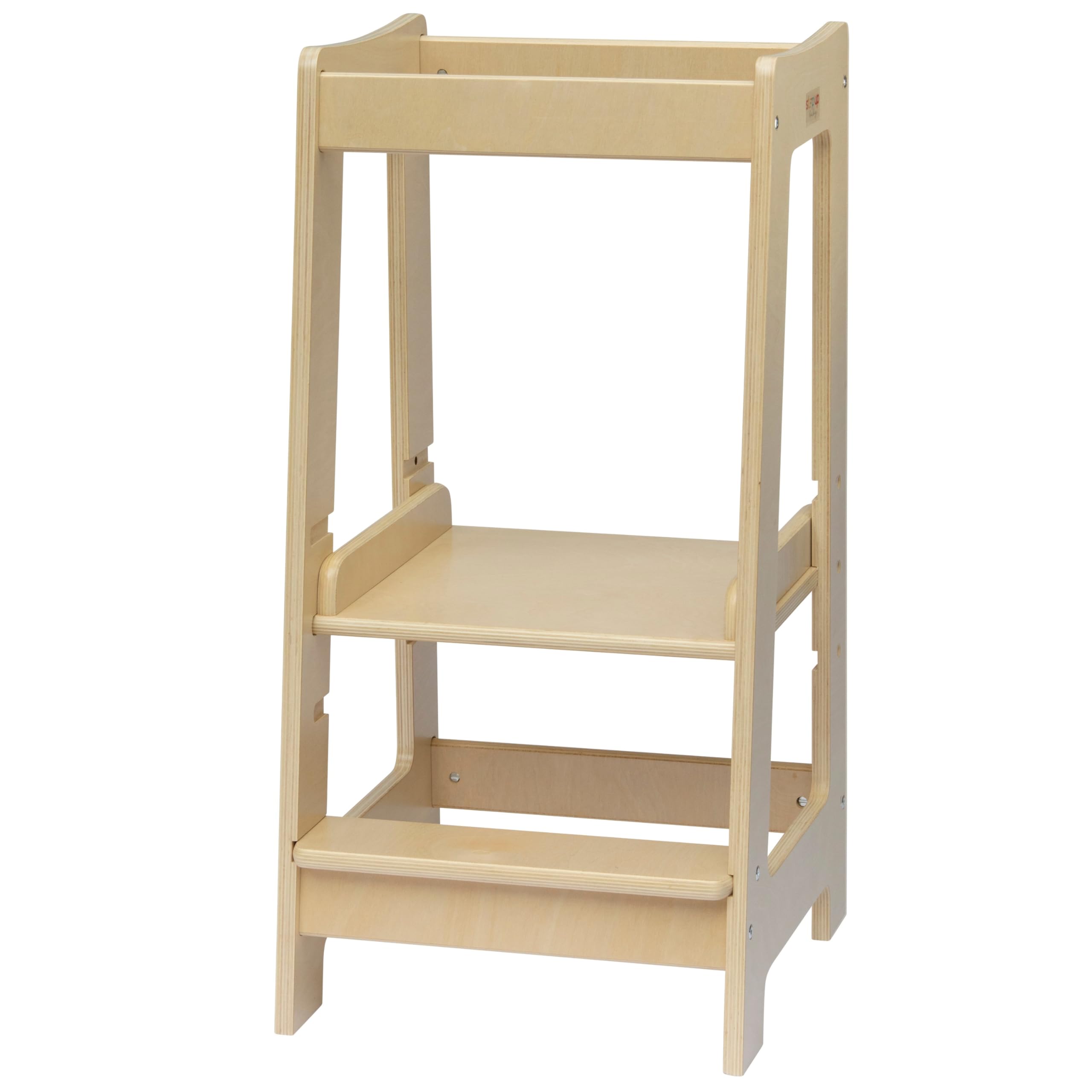 Stepup Baby Toddler Tower with Adjustable Step, Varnished Montessori-Inspired Toddler Step Stool, Standing Tower for Kids, Fits Under Kitchen Counters, Adjustable for 18 Month - 5 Years