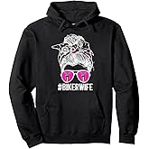 Cute Biker Wife Anniversary Biker Wife Messy Bun Motorcycle Pullover Hoodie
