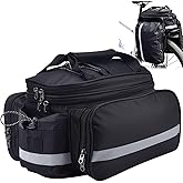 Ogetok Bike Rack Bag Bicycle Trunk Rear Rack Bag, Large Bike Saddle Shoulder Bag, Bicycle Pannier Bag Cycling Rear Seat Carrier With Rain Cover & Reflective Strip for MTB Bike E-Bike, Black