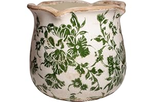 Xiaan Jiaju Ceramic Pots for Plants, Vintage Plant Pots with Drainage Hole, 6.11in. Planter for Indoor Plants,Vase & Flower Pot, Tuscan Ceramic Planter for Gardening, Christmas Decorations, Green