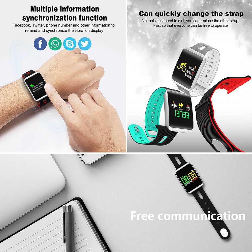 Giantree TF1 Pulsera Inteligente IP68 Bluetooth Pantalla ...