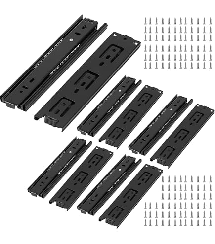 12-Inch Ball Bearing Drawer Slides – Full Extension Side Mount Runners, 2-Pack, Black Finish