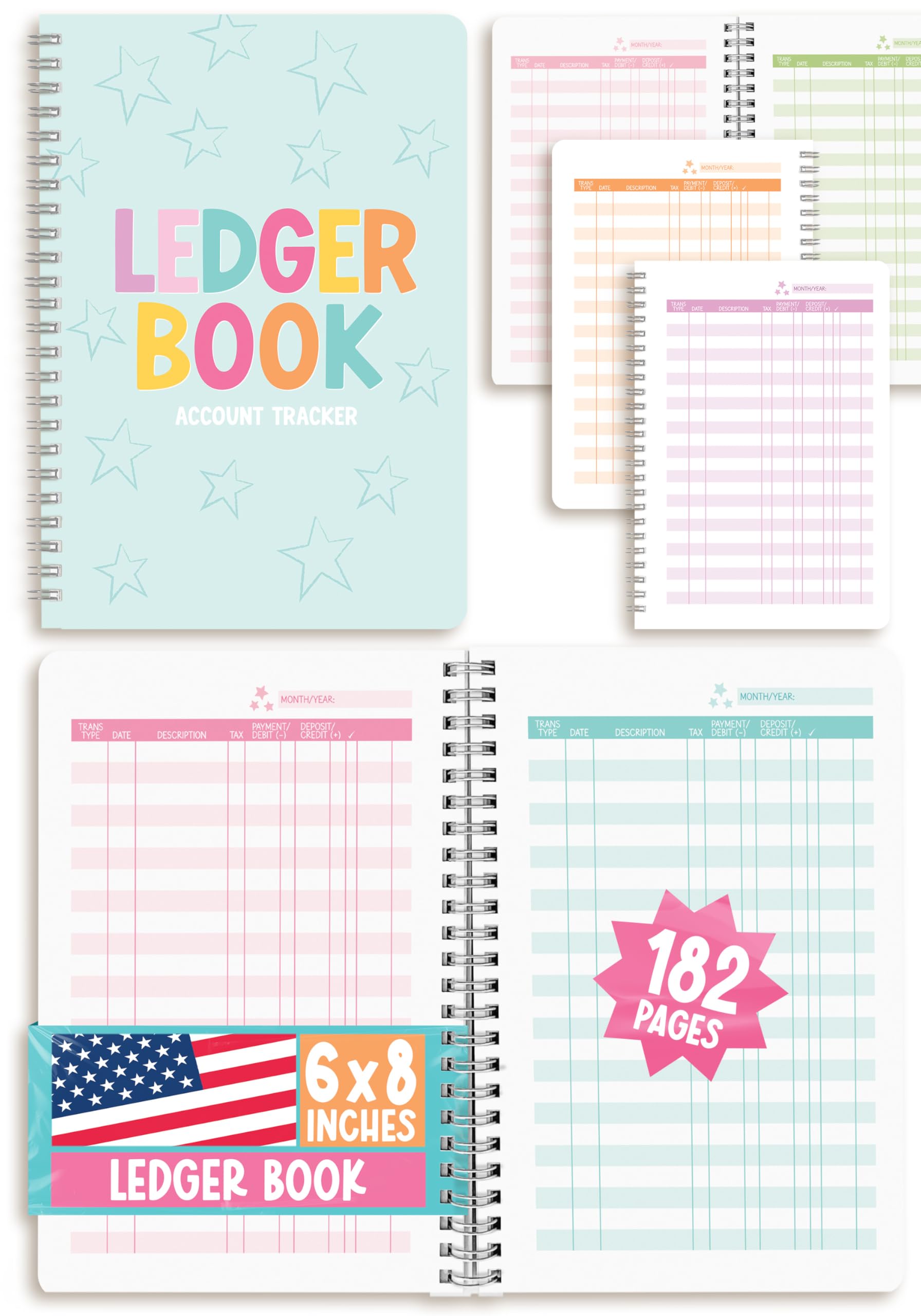 Accounting Ledger Book - Account Ledger Books for Bookkeeping, Bookkeeping Record Book, Accounting Notebook Spiral, Income and Expense Tracker Notebook, Blue Account Tracker