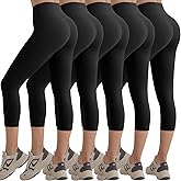 Coume 5 Pack Capri Leggings for Women High Waisted Tummy Flat Workout Leggings Stretch Athletic Yoga Pants Running Cycling