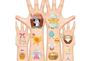 XUTENGY Easter Luminous Temporary Tattoos Stickers for Kids， Easter Eggs Chicken Tattoo Stickers，Easter Basket Stuffers Hunt, Easter Eggs Gift for teens girls babies adults