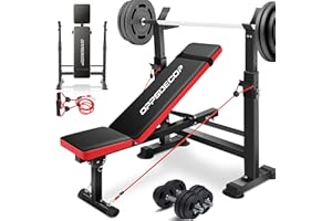 OPPSDECOR 660lbs 6 in 1 Weight Bench Set with Squat Rack Adjustable Workout Bench with Leg Developer Preacher Curl Rack Fitness Strength Training for Home Gym