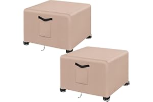 Kovshuiwe Outdoor Patio Ottoman Cover 2Pcs-27"L x 27"W x 18"H, Waterproof Patio Ottoman Covers, Heavy Duty Outdoor Furniture Cover with Padded Handles,Khaki