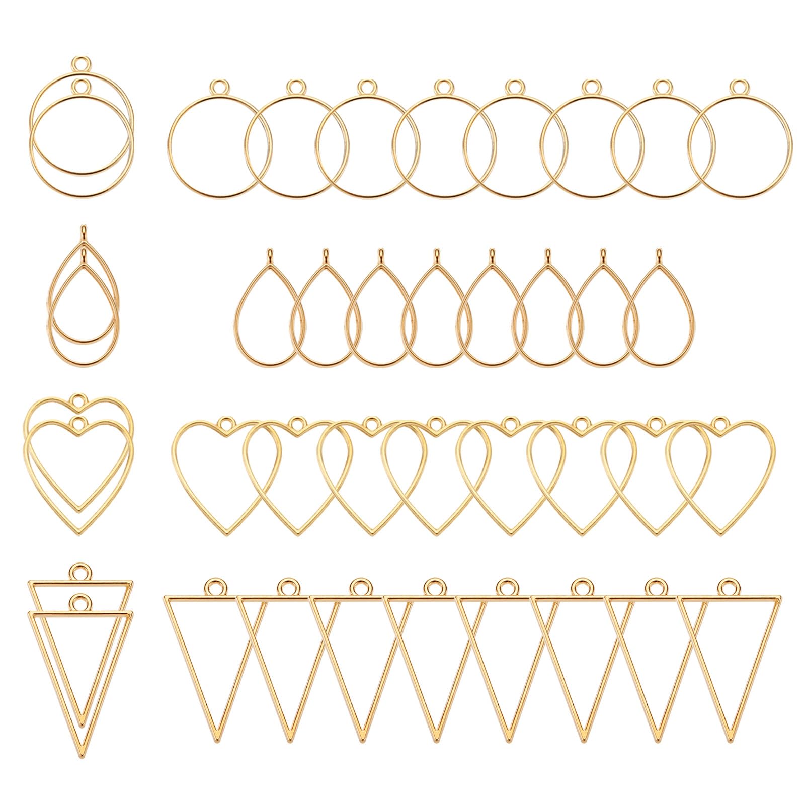 PATIKIL 40Pcs Open Bezels, Resin Bezels Charm Pendants Open Back Bezels Alloy Hollow Frame Bulk for Resin Craft Making, Gold Tone(4 Shapes)