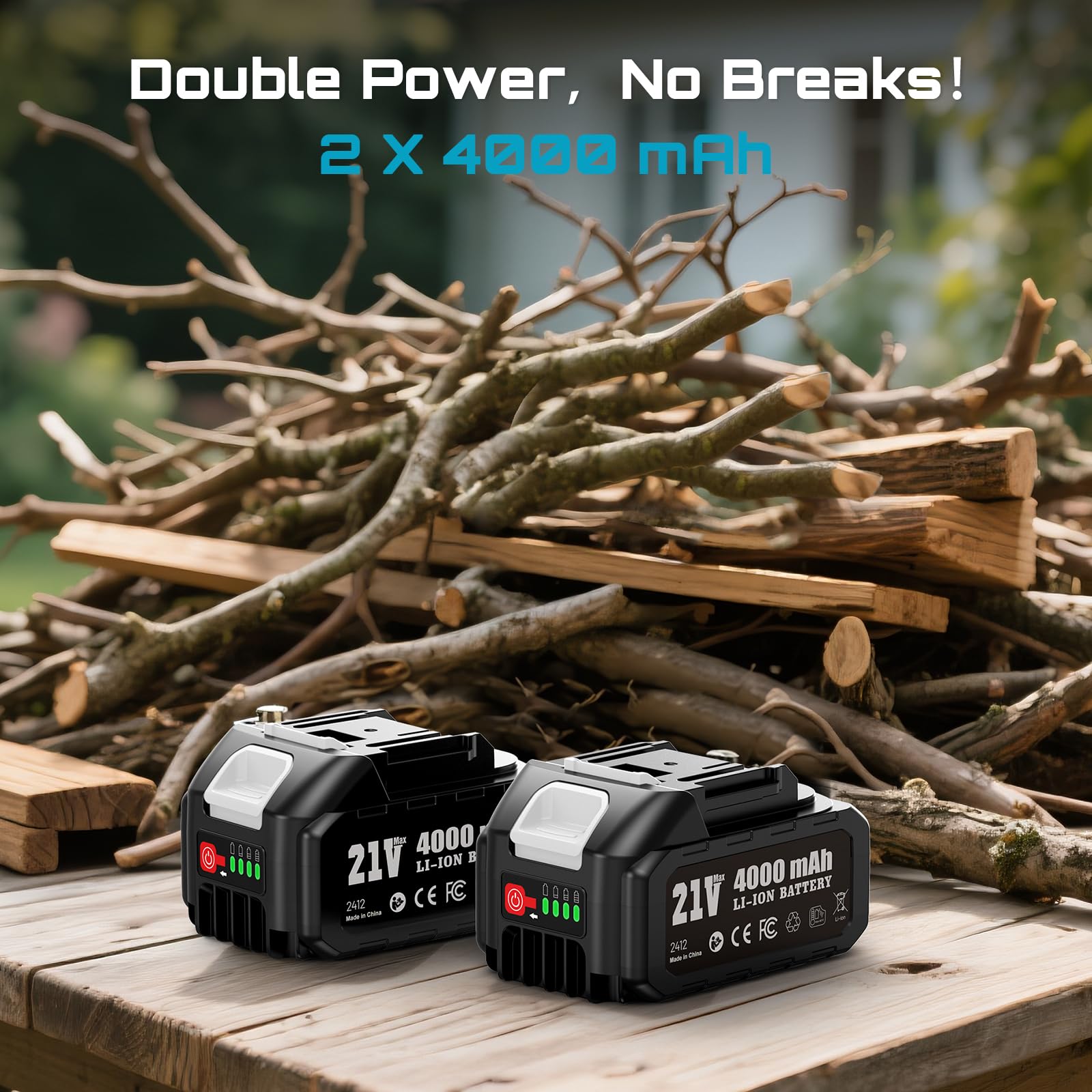 SEESII Akku Säbelsäge 21V, 3500 RPM Bürstenlosem Motor | 2x 4,0Ah Akkus & 8 Sägeblätter | Für Holz, Metall, PVC | Säbelsäge für Baustelle & Garten 2