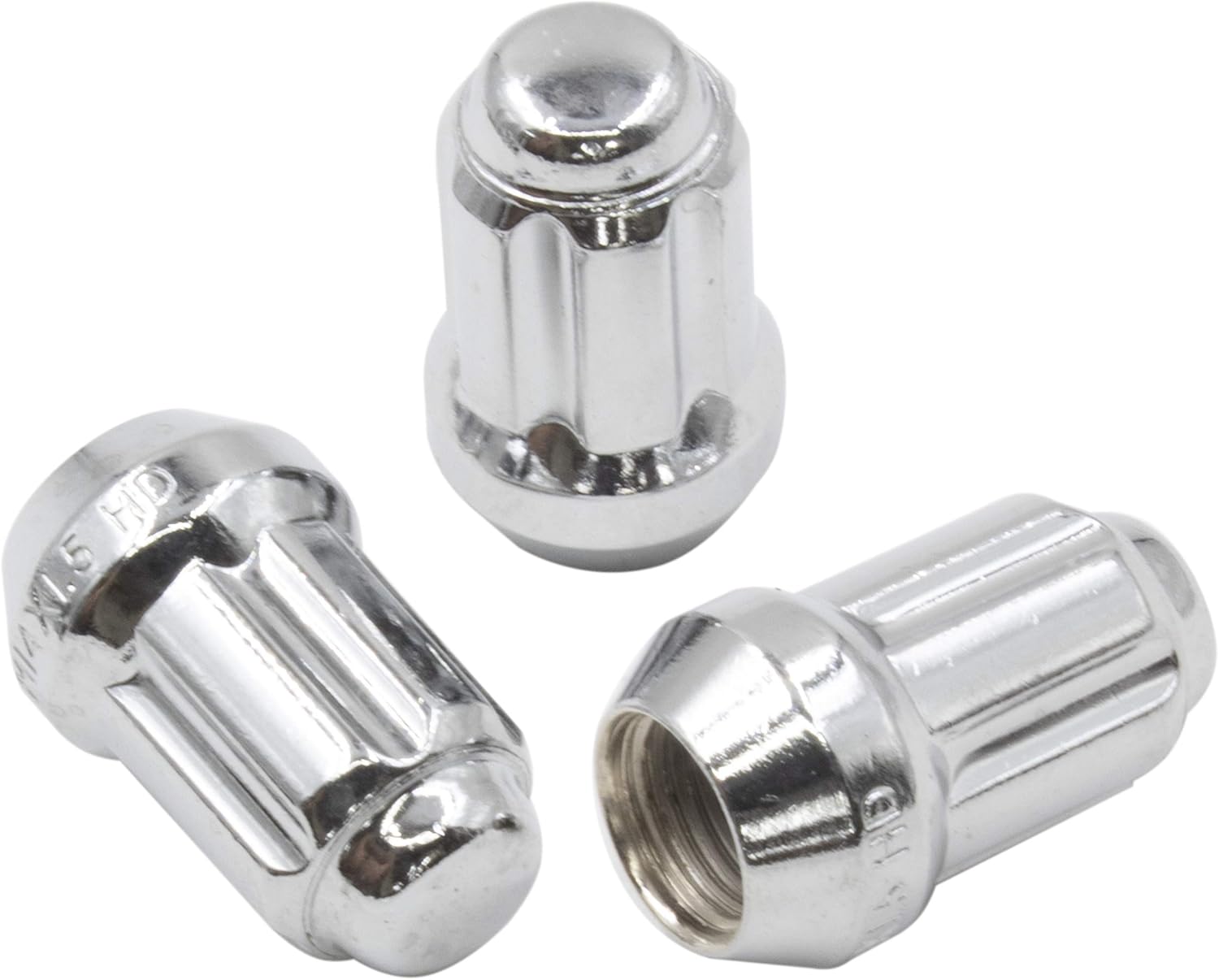 Set of 20 Chrome 1.50" Long Truck Small Diameter Lug Nut Closed End Bulge Acorn 6 Spline with Key (9/16-18, Chrome): Automotive