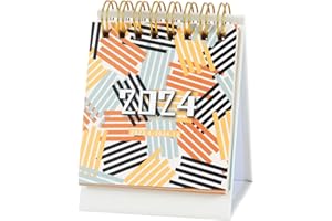 KOQYE 2023-2024 Mini Desk Calendar, Portable Small Desktop Calendar (3.9"x3"), Standing Flip Academic Year Monthly Calendars with Gold Coil, Easy to Read (Colorful - 1 Pack)