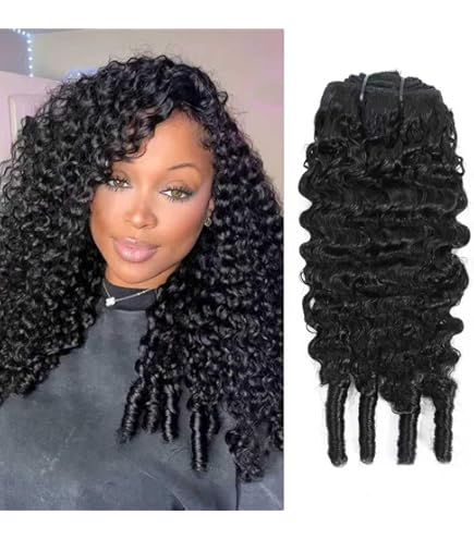 Amazon.com : Mihugass Burmese Curly Clip Ins Human Hair Clip  display picture 3