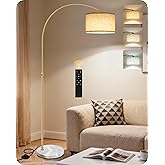 75" Arc Floor Lamp with Marble Base and Adjustable Height, Rotating Hanging Shade, Dimmable Gold Floor Lamp for Living Room w