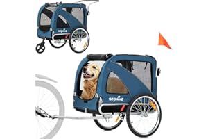 Sepnine Dog Cart of 2 in 1 Large Pet Dog Bike Trailer Bicycle Trailer, Foldable Frame with Hand Lock Brakes and Universal Bicycle Coupler (Blue)