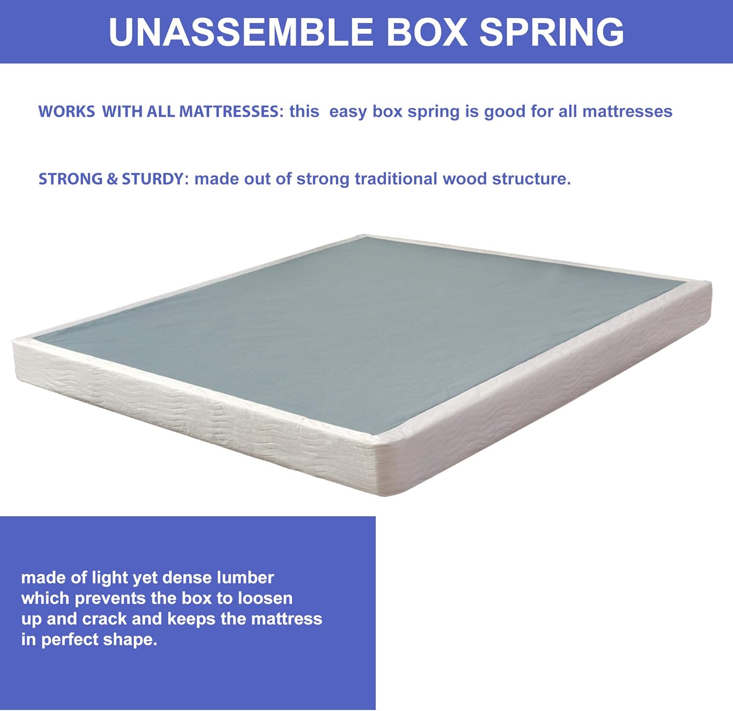 Spring Coil 5-Inch Easy Wood Box Spring With Simple Assembly Queen,Beige: Furniture & Decor