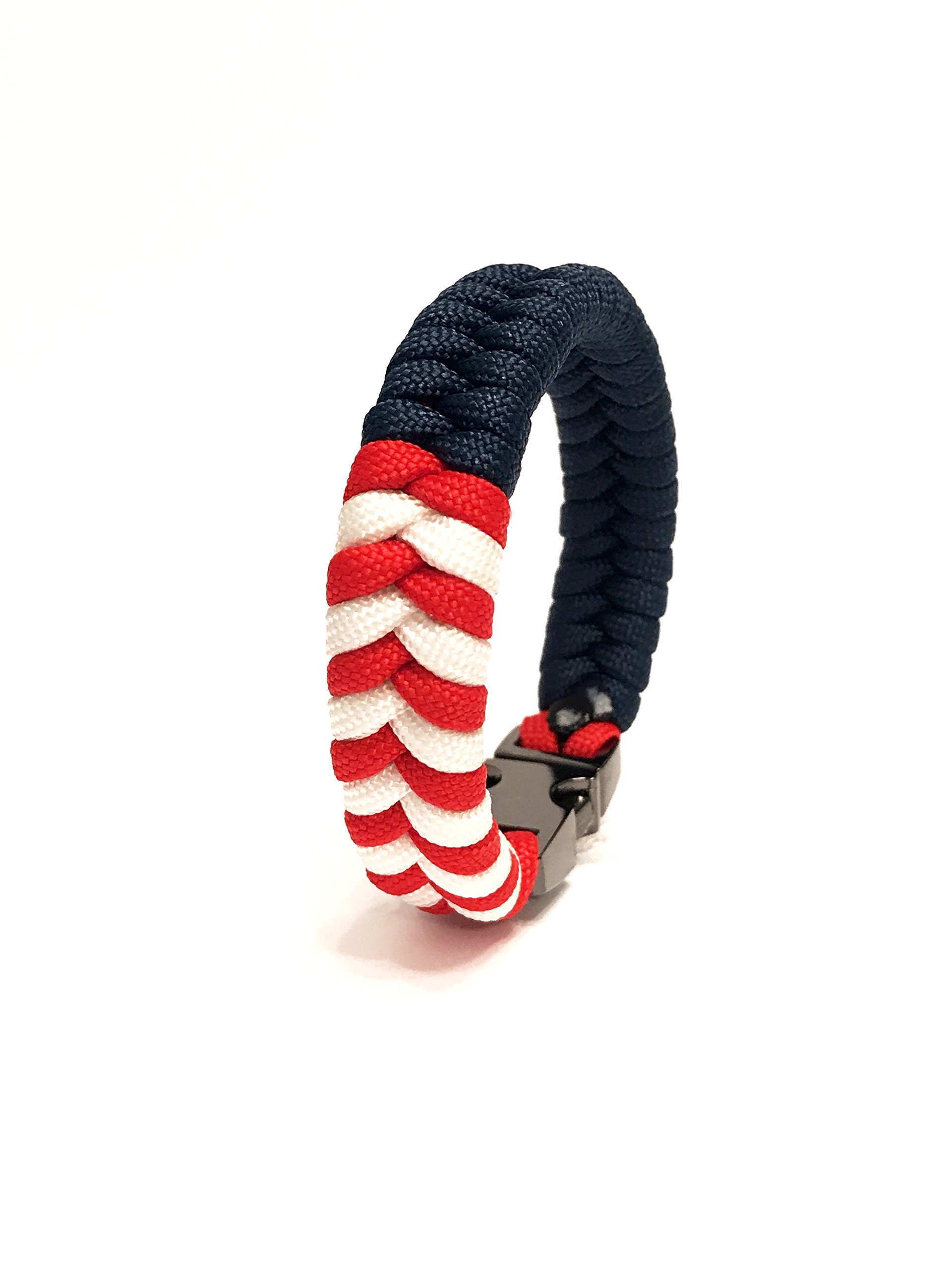 USA American Flag Mens Jewelry Paracord Survival Bracelet with Metal Buckle by Tru550 (Size 7.0)