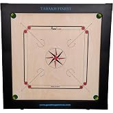 T TABAKH Precise Finest 12mm Carrom Board with Coins, Striker, and Powder, Black, 4 Players, Ages 13 and Up