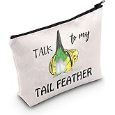 G2TUP Budgie Gift Talk To My Tail Feather Makeup Bag Budgie Lover Cosmetic Bag Budgie Mom Gift Parakeet Lover Gift Bird Watcher Zipper Travel Bag (Talk To My Tail Feather White Bag)