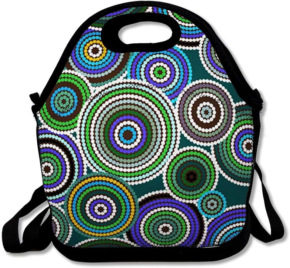 Insulated Lunch Bag for Women Men Circle Brown Australia Aboriginal Orange Dreaming Australian Pattern Indigenous Aborigine Ancient Reusable Girls Lunch Tote for Office Picnic and Work