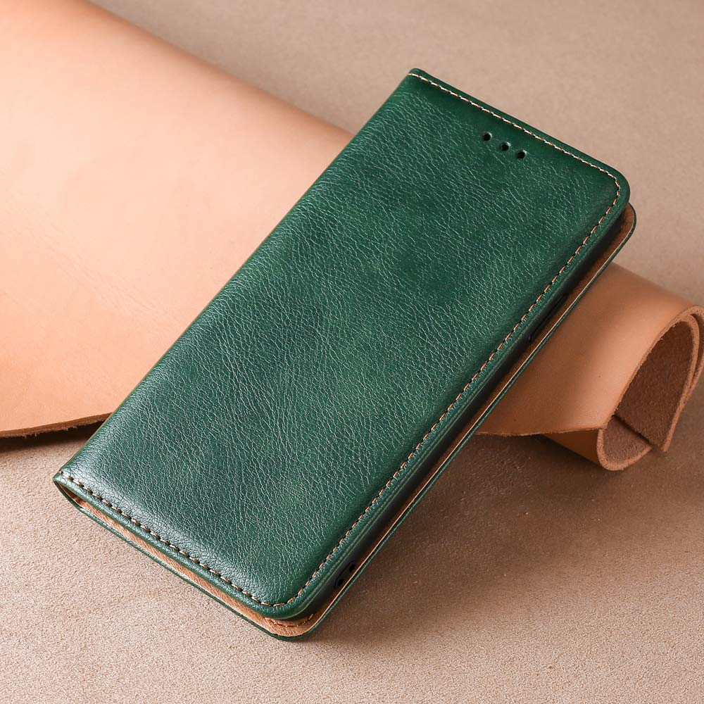 Leather Folio Case for Oppo A17 Card Slots Kickstand Oppo A17 Wallet Case(Green)