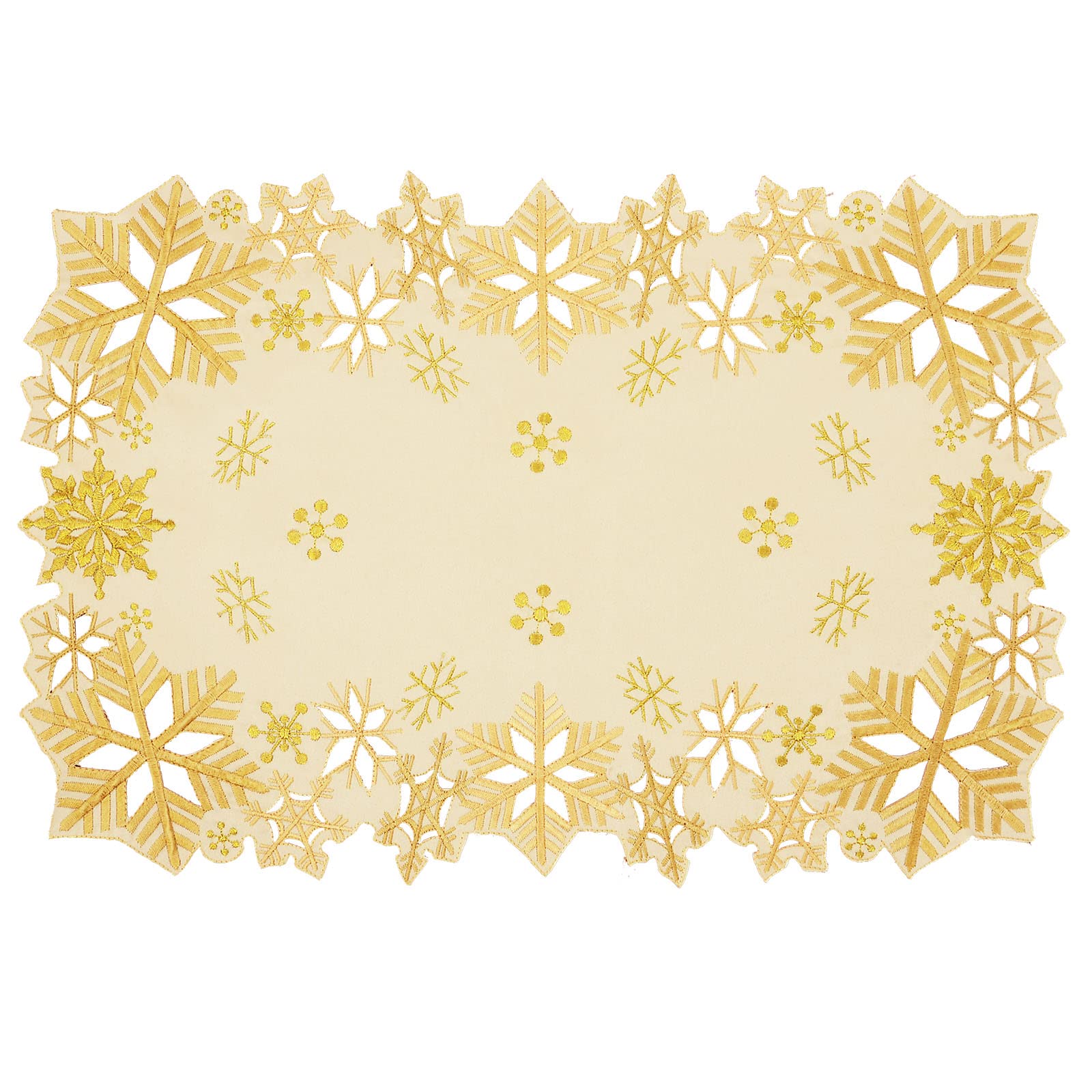 Simhomsen Embroidered Snowflakes Table Placemats for Christmas Holiday and Winter (Gold, 13×19 inches Set of 4) — image 1