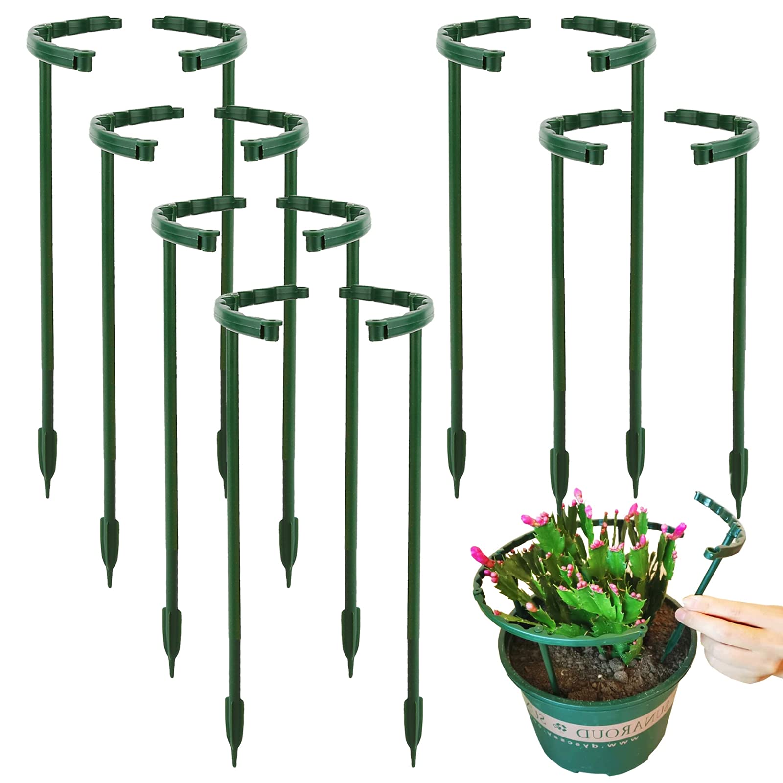 DONQL 20Packs Plant Support for Garden Plant, 9.4x5.5 inch Half Round Plant Supports, Adjustable Garden Flower Support Ring for Small Plant Rose Flower Tomato Vegetable