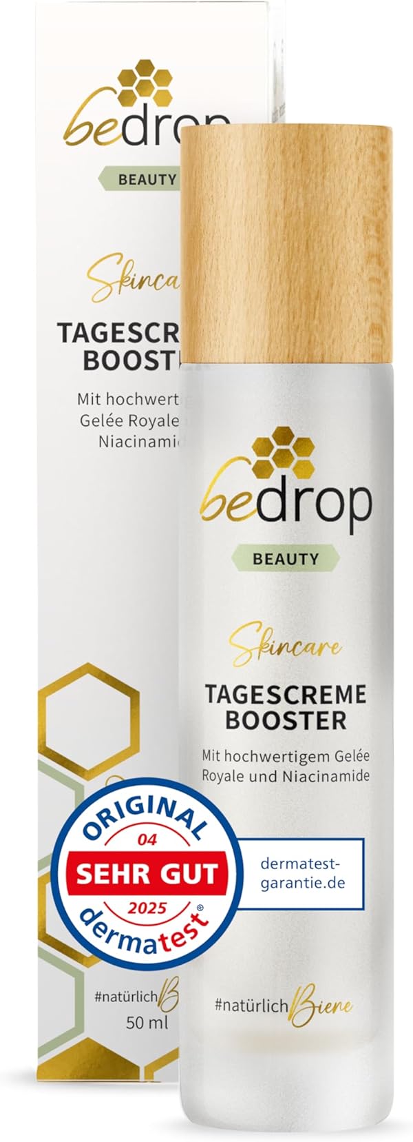 bedrop Tagescreme Booster mit Gelée Royale und Niacinamide hochdosiert - Gesichtscreme in reiner Imker Qualität ohne Zusatzstoffe - 50 ml