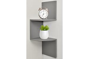 Greenco Zigzag 2 Tier Corner Floating Shelves, Gray Finish.