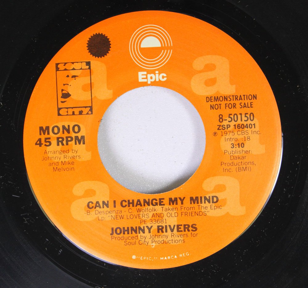 johnny rivers - johnny rivers 45 RPM can i change my mind / can i change my  mind - Amazon.com Music