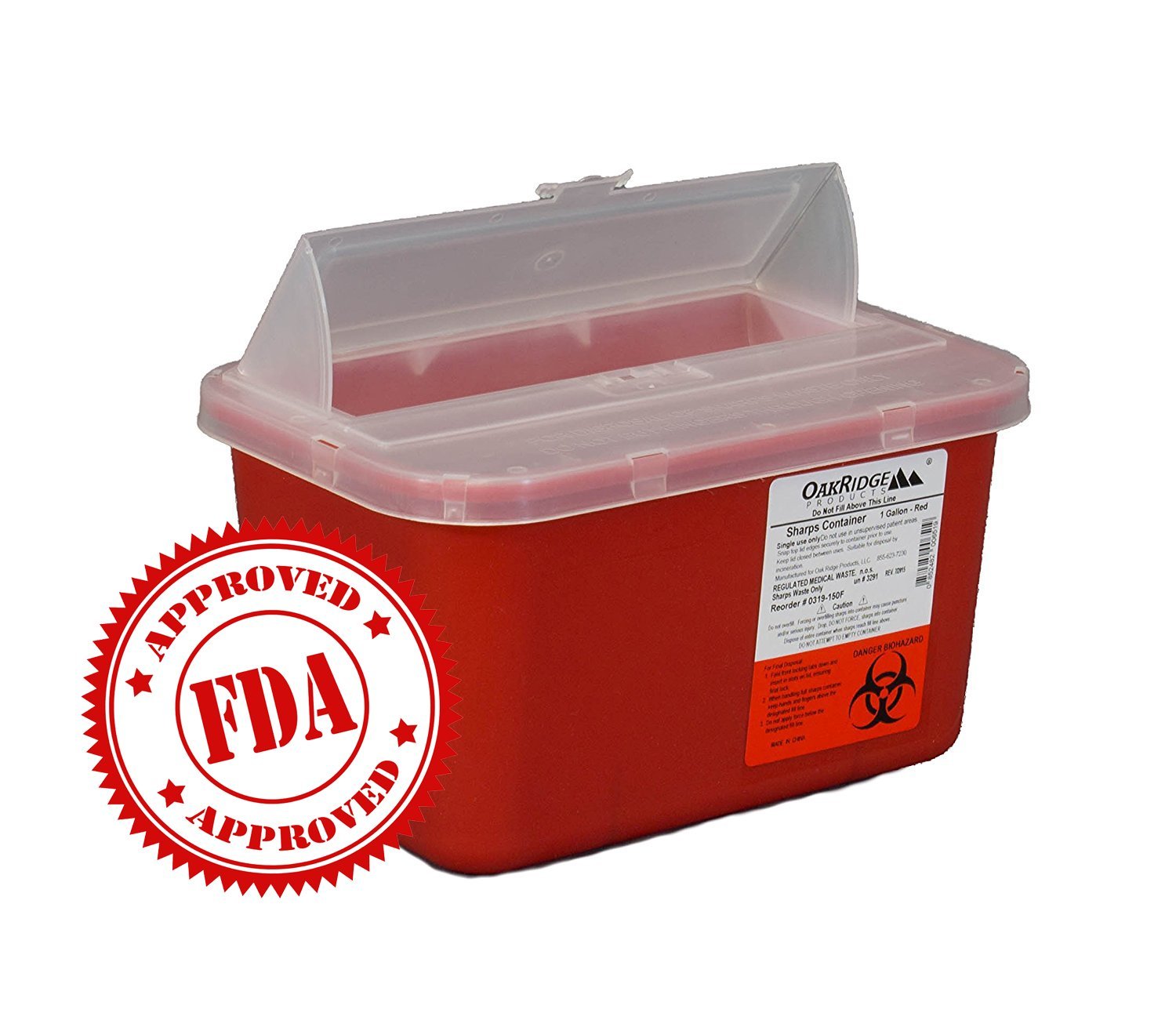 Oakridge One Gallon Sharps Containers with Pop up Lid (3 Pack): Industrial & Scientific