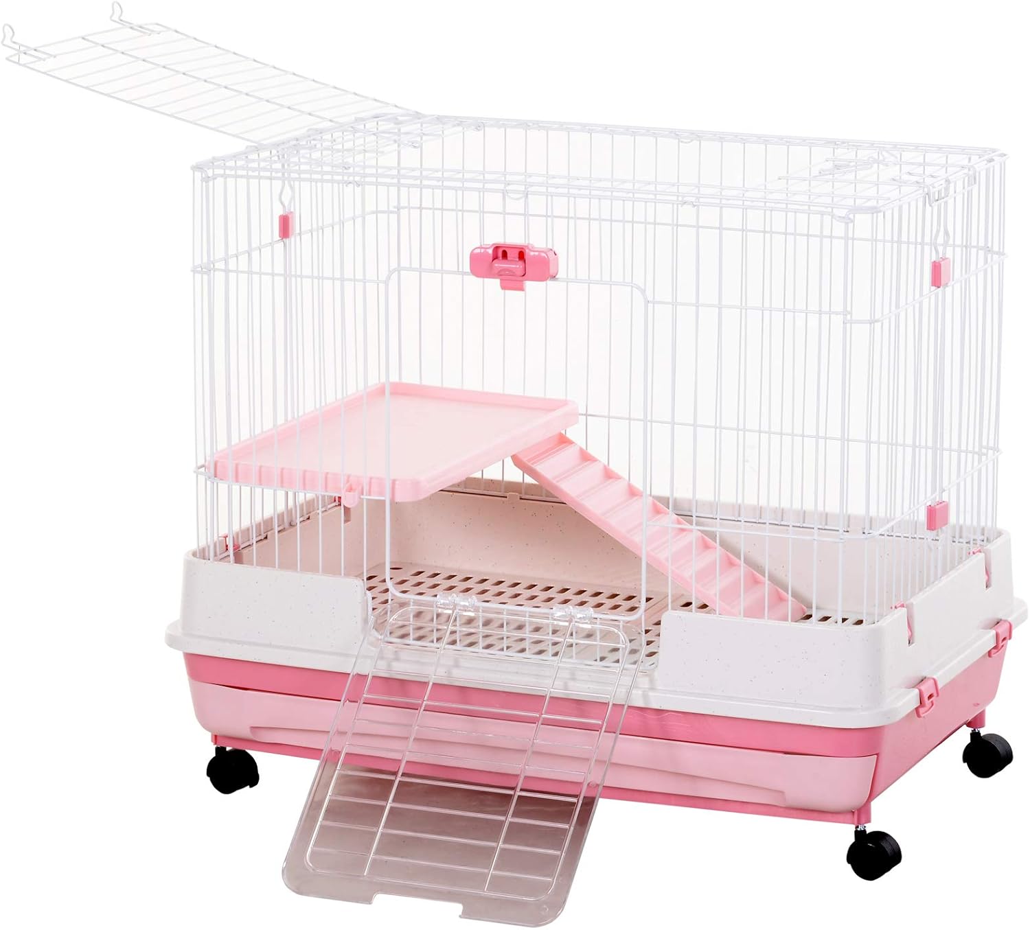 PawHut 32”L 2Level Indoor Small Animal Cage Rabbit Hutch