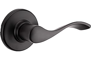 Weiser Belmont Matte Black Door Handle, Reversible Passage Lever, Interior Door Handles for Hall and Closet Door, Non-locking
