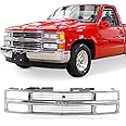 CarPartsDepot Front Grille Grill Chrome Shell with Insert Compatible With Chevrolet 1994-2000 C/K 1500 2500 3500 Tahoe Blazer For Models w/Dual Headlights