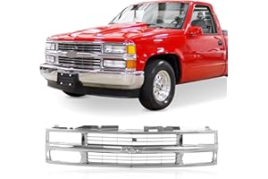CarPartsDepot Front Grille Grill Chrome Shell with Insert Compatible With Chevrolet 1994-2000 C/K 1500 2500 3500 Tahoe Blazer For Models w/Dual Headlights