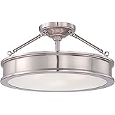 Minka Lavery Semi Flush Mount Ceiling Light 4177-84, Harbour Point Lighting Fixture, 3 Light, Nickel