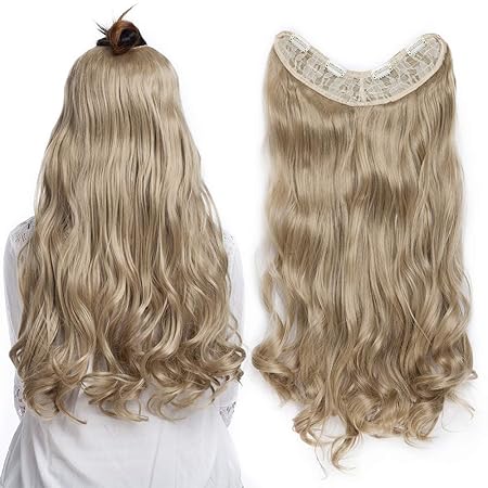 TESS Extensions Clip in wie Echthaar günstig U-förmig Haarteil 1 Tresse 4 Clips komplette Haarverlängerung Gewellt 24'(60cm)-