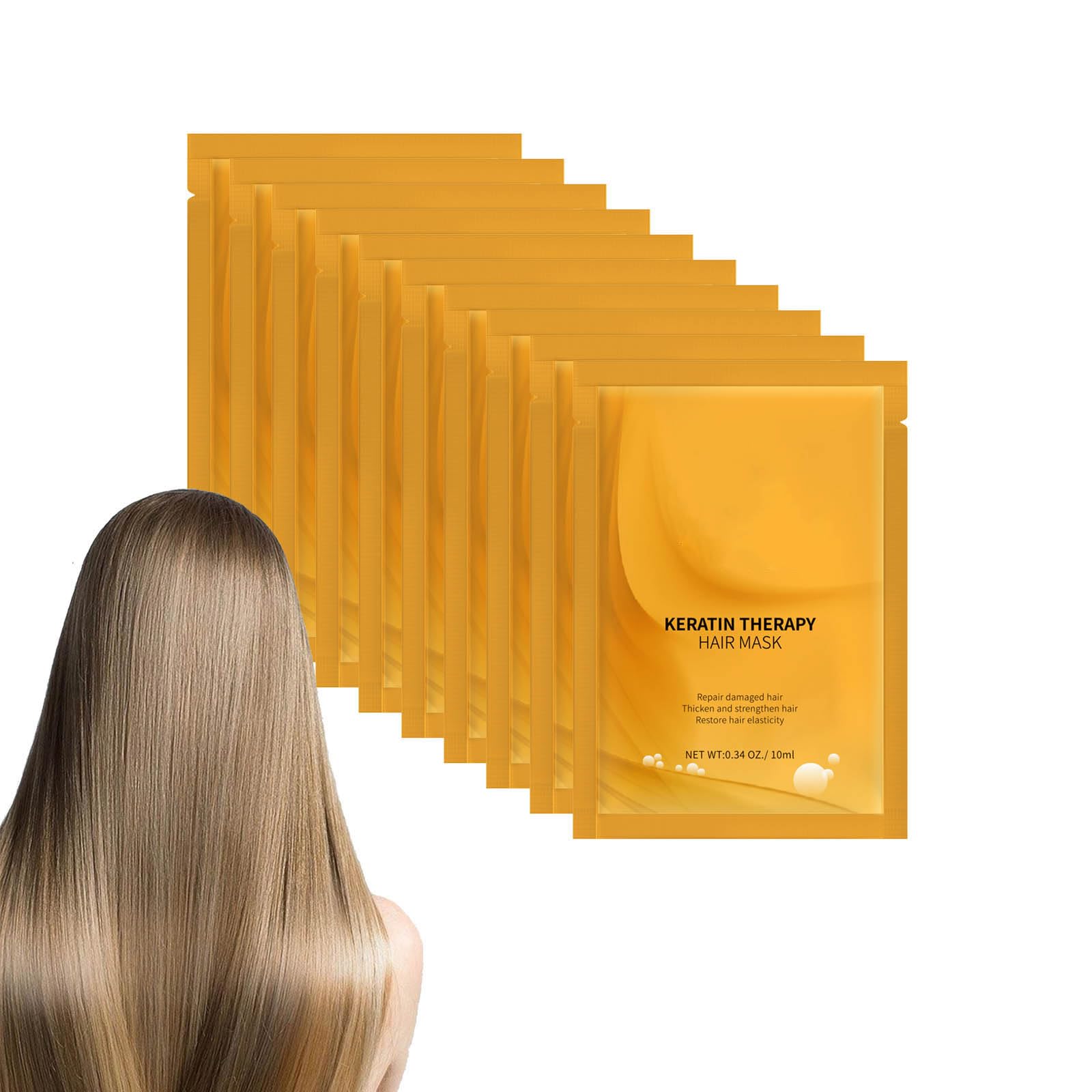 Grospe 10 Pcs Keratin Hair Mask Deep Conditioner Keratin Hair Treatment Mask Instantly Smooth Shiny Deep Nourishing Hair Mask for Dry & Damaged & Frizzy & Colour-Treated Hair