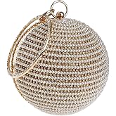 CORIOS Evening Handbag for Women Round Ball Clutch Purse Beaded Pearl Clutch Bag Rhinestones Shoulder Bag
