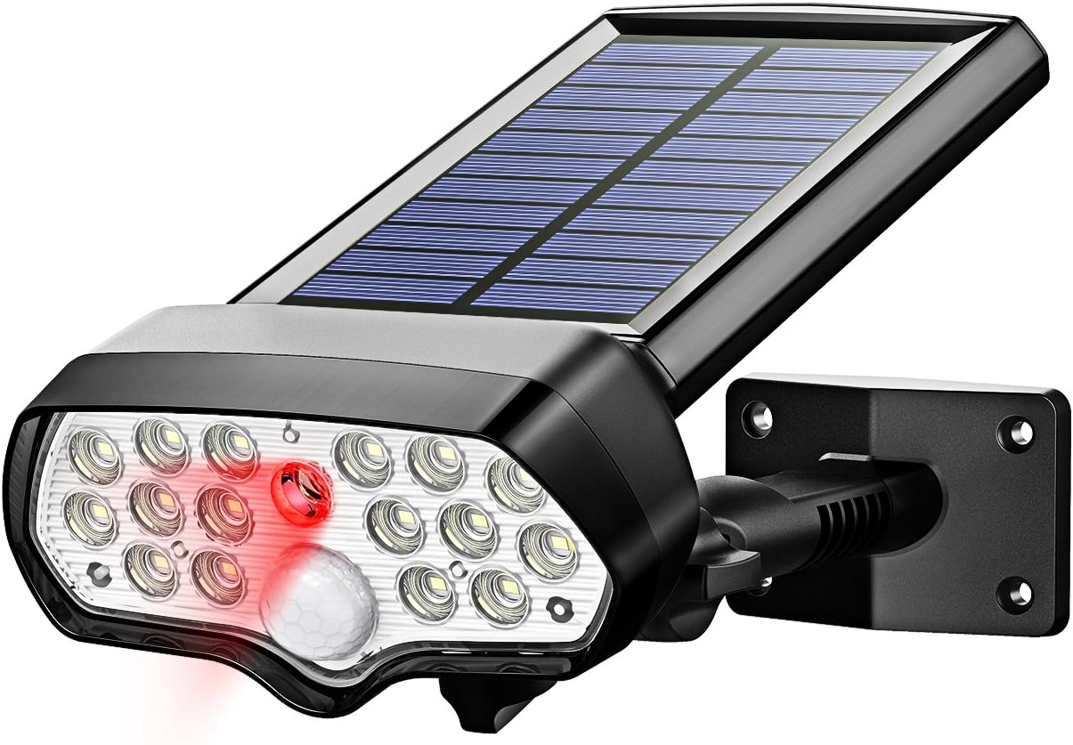 Litom Solar Lights Outdoor 17 LEDs, Safety & Security Solar Powered Motion Sensor Light with Muti-Angle Adjustable, Wireless Waterproof Solar Spotlight for Front Door, Garage, Garden, Balony, Home
