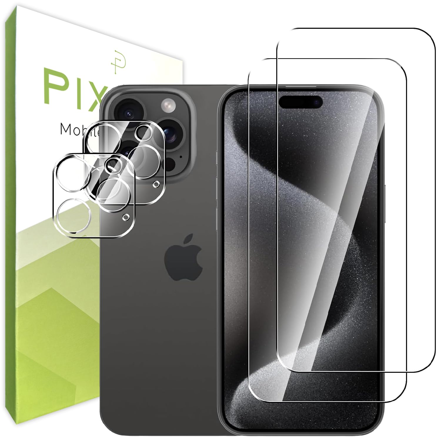PIXFAB Screen Protector for iPhone 16 Pro Tempered Glass + Camera Lens Protector, [4 in 1], 9H Anti Scratch and Anti Shatter Film, [Case Friendly] HD Clear Premium, [2 Pack each]