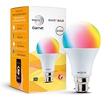 wipro WiFi Enabled Smart LED Bulb B22 12.5-Watt (16 Million Colors + Warm White/Neutral White/White) (Compatible with…