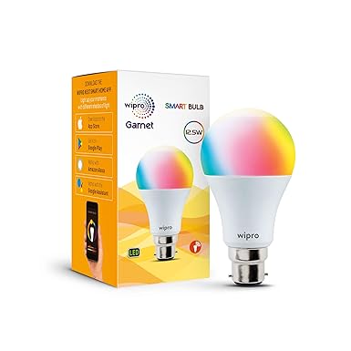 wipro WiFi Enabled Smart LED Bulb B22 12.5-Watt (16 Million Colors + Warm White/Neutral White