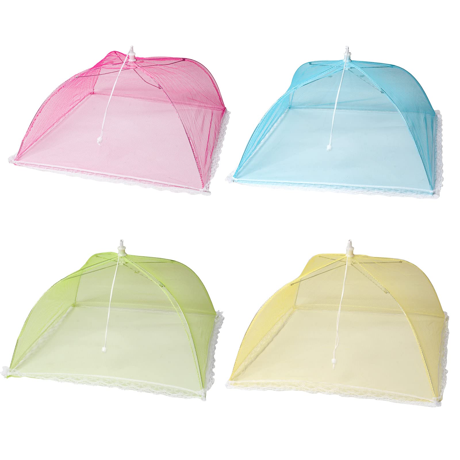 Cymax 4 Pack Large and Strong Pop Up Mesh Screen Food Cover Tent,Reusable and Collapsible Outdoor Food Cover,Food Protector Tent Keep Out Flies, Bugs, Mosquitoes