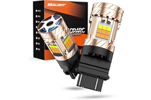 SEALIGHT 3157 LED Bulb Switchback Dual Color, 3156 LED Light With Turbo Fan, 30W 3200LM Amber For Turn Signal Blinker,White For Daytime Running Light, Anti Hyper Flash, Pack of 2