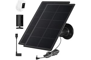 OUOUDOIT Ring Camera Solar Panel Charger, Compatible with Ring Stick Up Cam Battery, Ring Spotlight Plus/Pro, Waterproof 4w6v (Black 2Pack)