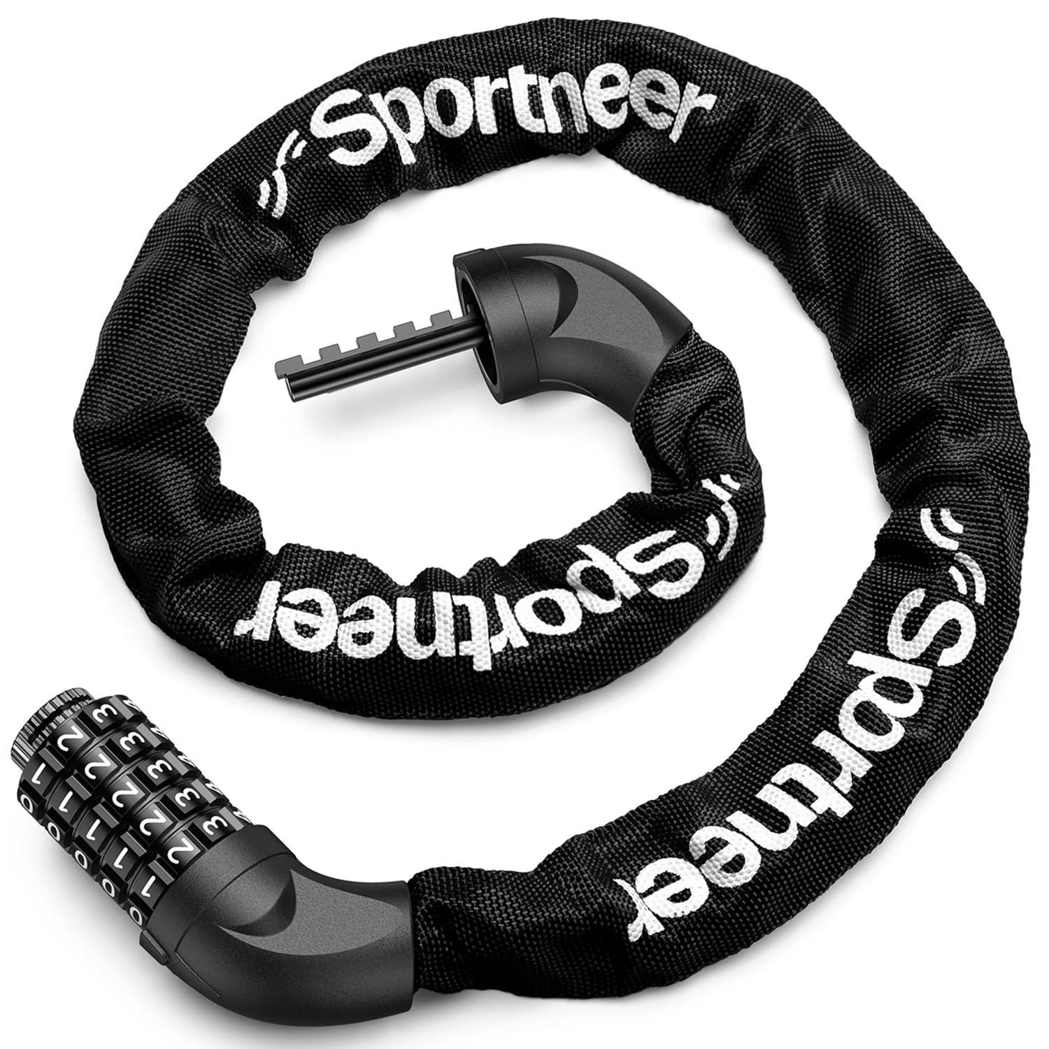 Sportneer Bike Locks - High Security Bicycle Chain Lock 5-Digit Resettable Combination Anti-Theft Cycle Locks Bike Accessories for Bicycle, Motorcycle, Scooter, Door, 6MM x 120CM, Black