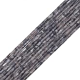 BEADIA Natural Black Spectrolite Tube Beads Cylinder 2x4mm 38cm/Strand Stone Beads for Jewelry Making